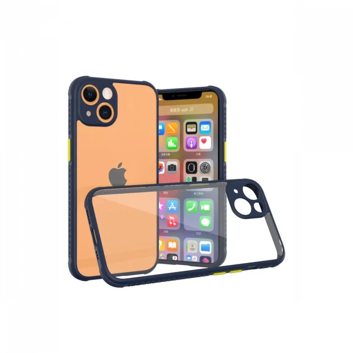 Mey İthalat®   iPhone 13 Mini Kılıf Miami Şeffaf Silikon - Lacivert