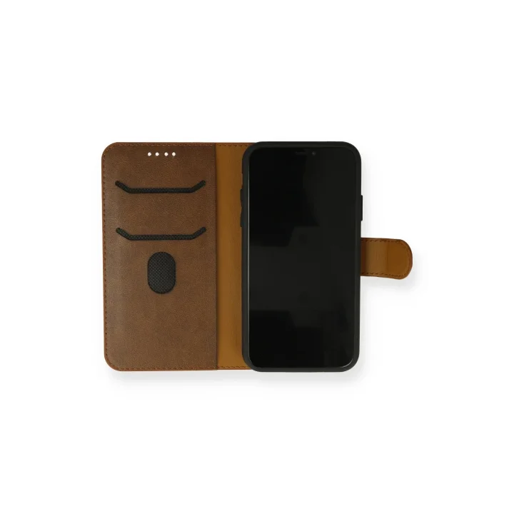 Mey İthalat®  iPhone 13 Mini Kılıf Trend S Plus Kapaklı Kılıf - Taba