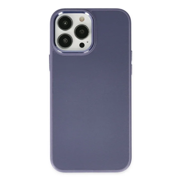 Mey İthalat®  iPhone 13 Pro Kılıf Asya Deri Silikon - Mor