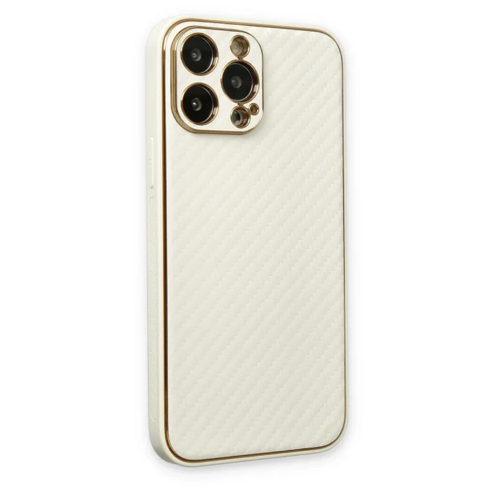 Mey İthalat®   iPhone 13 Pro Kılıf Coco Karbon Silikon - Beyaz