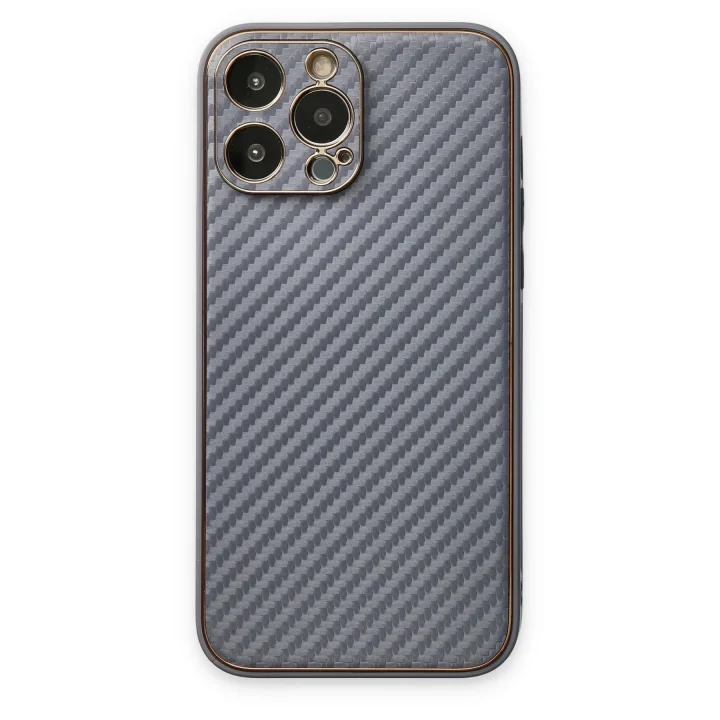 Mey İthalat®   iPhone 13 Pro Kılıf Coco Karbon Silikon - Gri