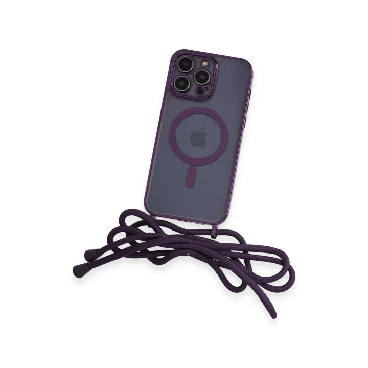 Mey İthalat®  iPhone 13 Pro Kılıf Divo Lazer Askılı Magsafe Kapak - Derin Mor