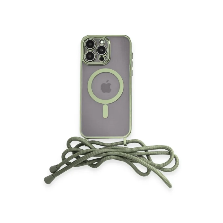 Mey İthalat®  iPhone 13 Pro Kılıf Divo Lazer Askılı Magsafe Kapak - Koyu Yeşil