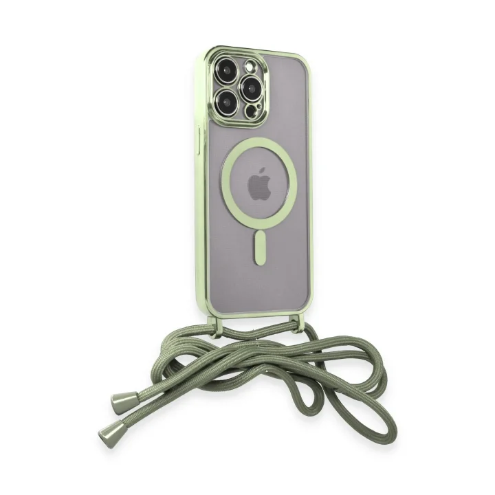 Mey İthalat®  iPhone 13 Pro Kılıf Divo Lazer Askılı Magsafe Kapak - Koyu Yeşil