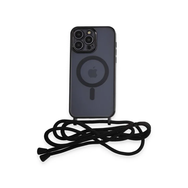 Mey İthalat®  iPhone 13 Pro Kılıf Divo Lazer Askılı Magsafe Kapak - Siyah