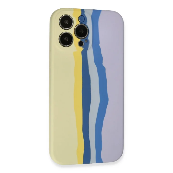 Mey İthalat®   iPhone 13 Pro Kılıf Ebruli Lansman Silikon - Sarı-Lila