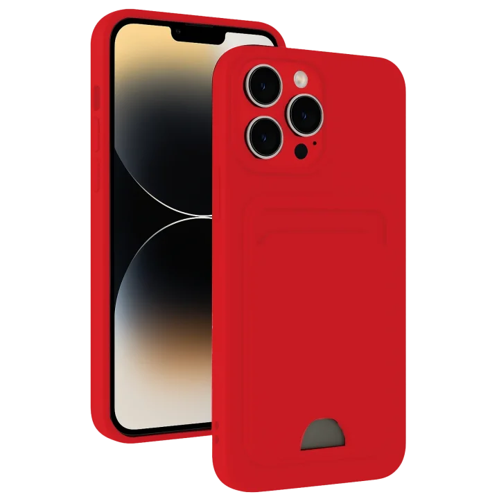 Mey İthalat®  iPhone 13 Pro Kılıf Kelvin Kartvizitli Silikon - Kırmızı