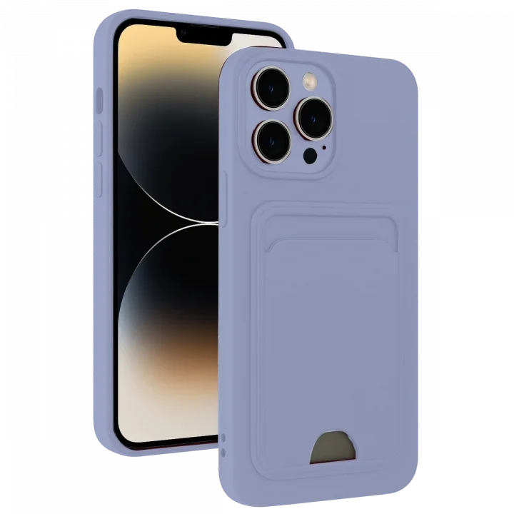 Mey İthalat®  iPhone 13 Pro Kılıf Kelvin Kartvizitli Silikon - Lila