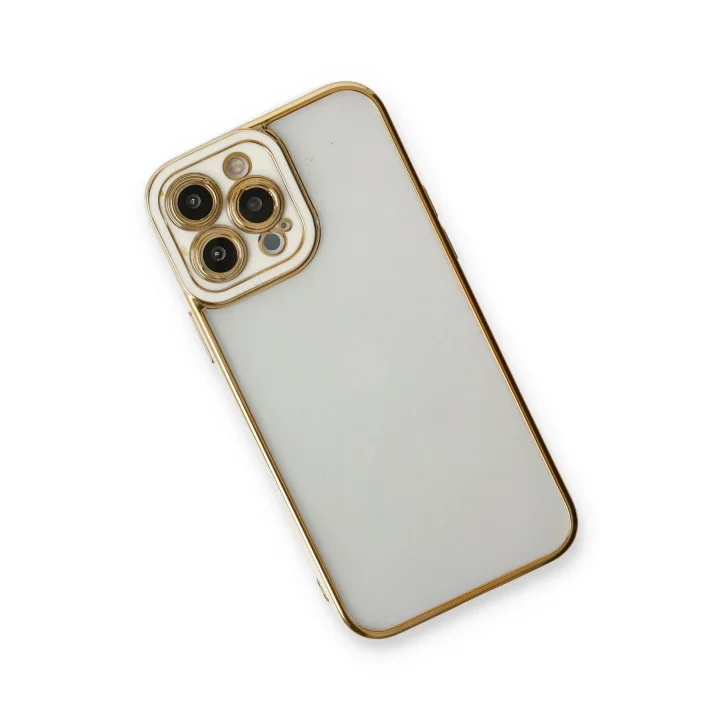 Mey İthalat®  iPhone 13 Pro Kılıf Liva Lens Silikon - Beyaz