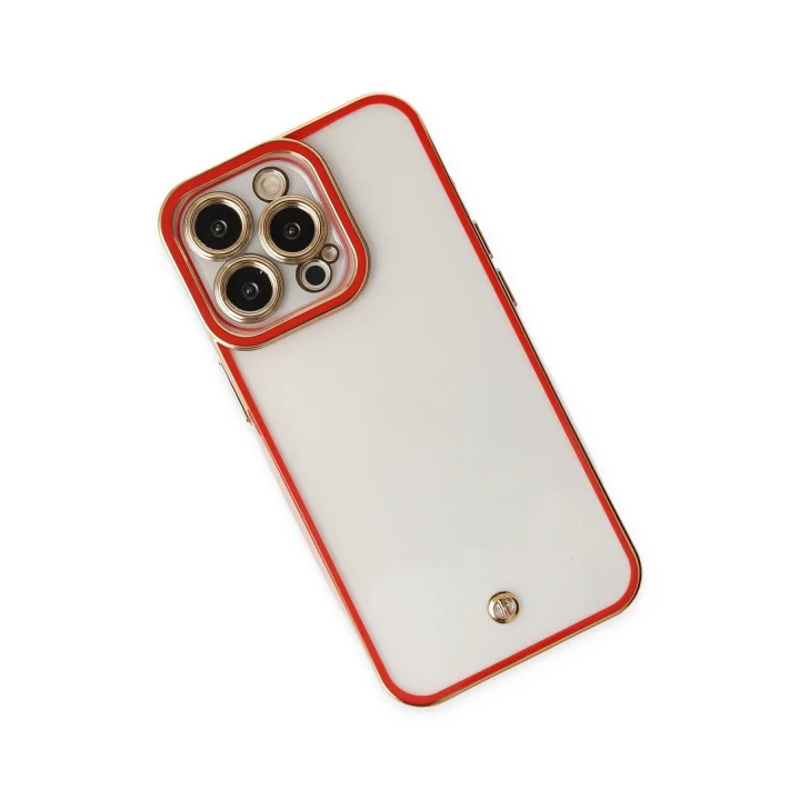 Mey İthalat®  iPhone 13 Pro Kılıf Liva Lens Silikon - Kırmızı