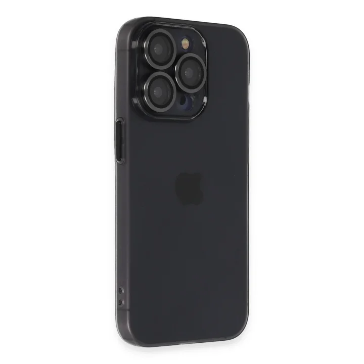 Mey İthalat®  iPhone 13 Pro Kılıf Luko Lens Silikon - Siyah