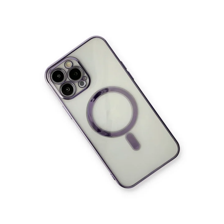 Mey İthalat®  iPhone 13 Pro Kılıf Magneticsafe Lazer Silikon - Mor