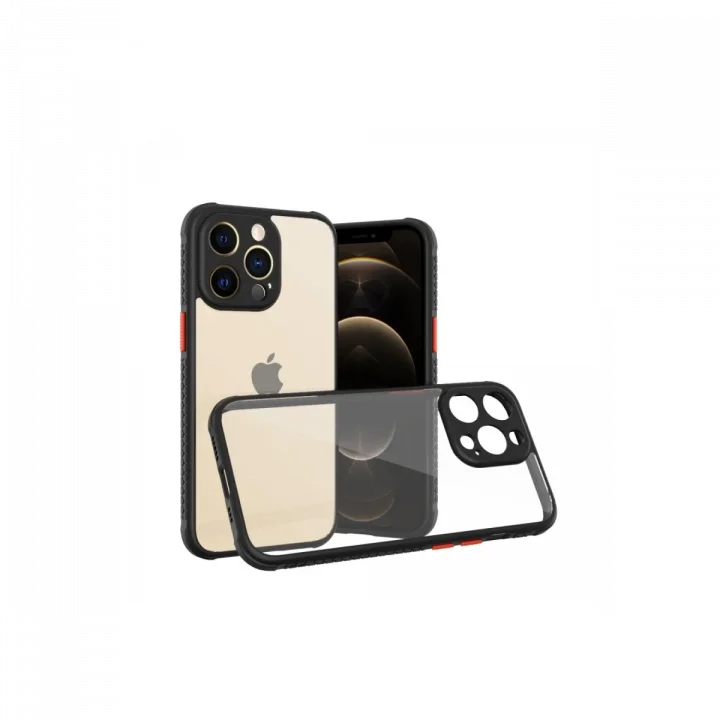 Mey İthalat®   iPhone 13 Pro Kılıf Miami Şeffaf Silikon - Siyah