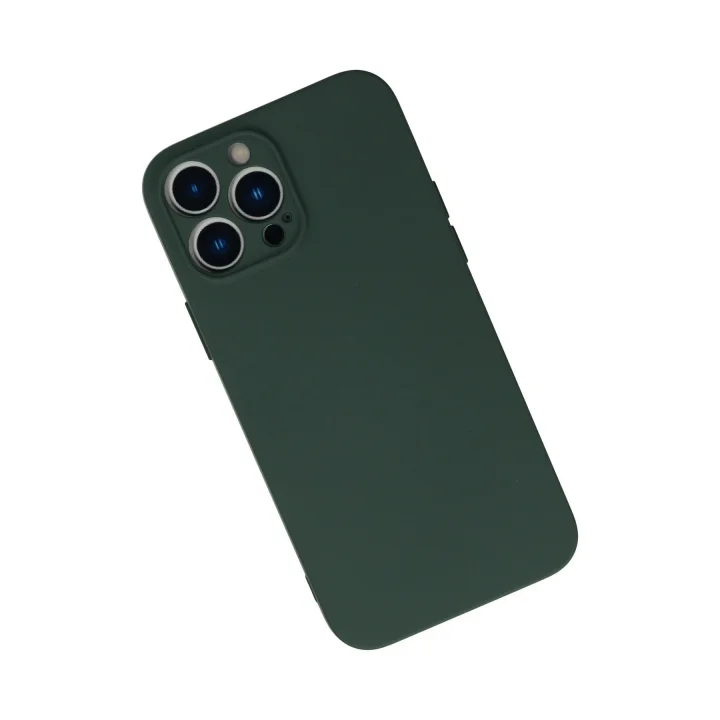 Mey İthalat®  iPhone 13 Pro Kılıf Nano içi Kadife Silikon - Koyu Yeşil