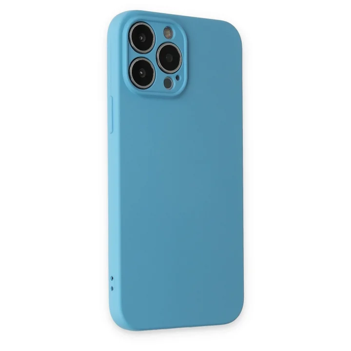 Mey İthalat®   iPhone 13 Pro Kılıf Nano içi Kadife Silikon - Mavi