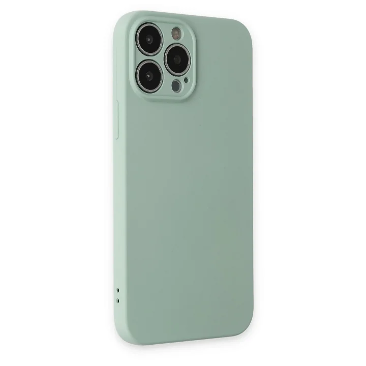Mey İthalat®   iPhone 13 Pro Kılıf Nano içi Kadife Silikon - Su Yeşili