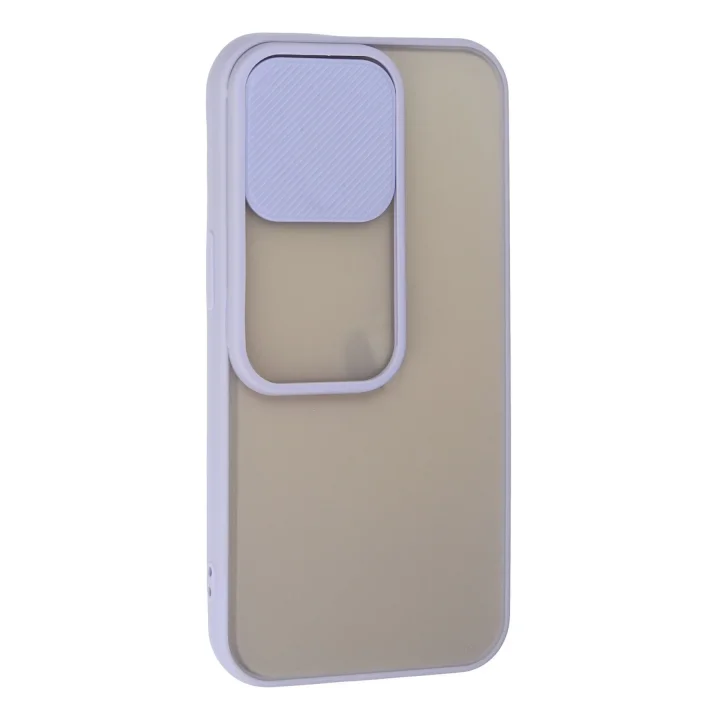 Mey İthalat®  iPhone 13 Pro Kılıf Palm Buzlu Kamera Sürgülü Silikon - Lila