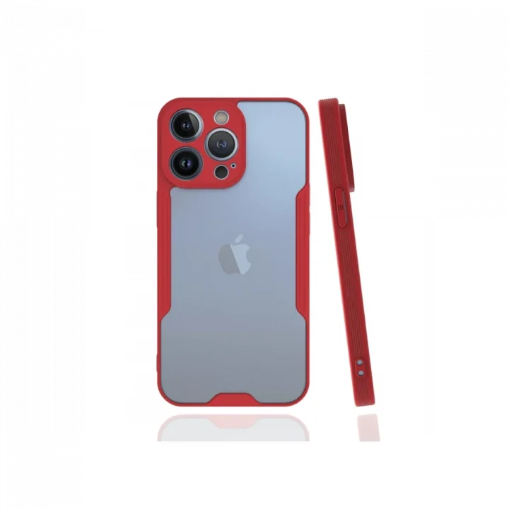 Mey İthalat®  iPhone 13 Pro Kılıf Platin Silikon - Kırmızı