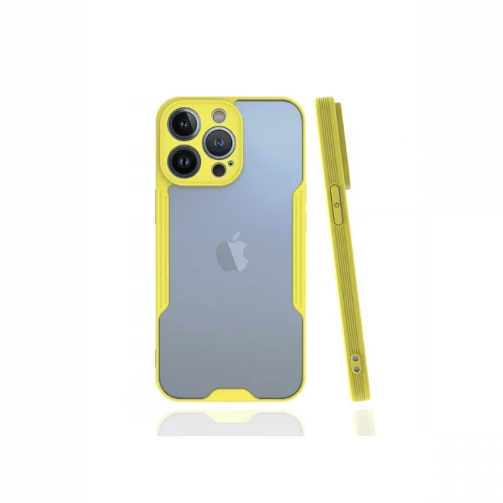 Mey İthalat®  iPhone 13 Pro Kılıf Platin Silikon - Sarı