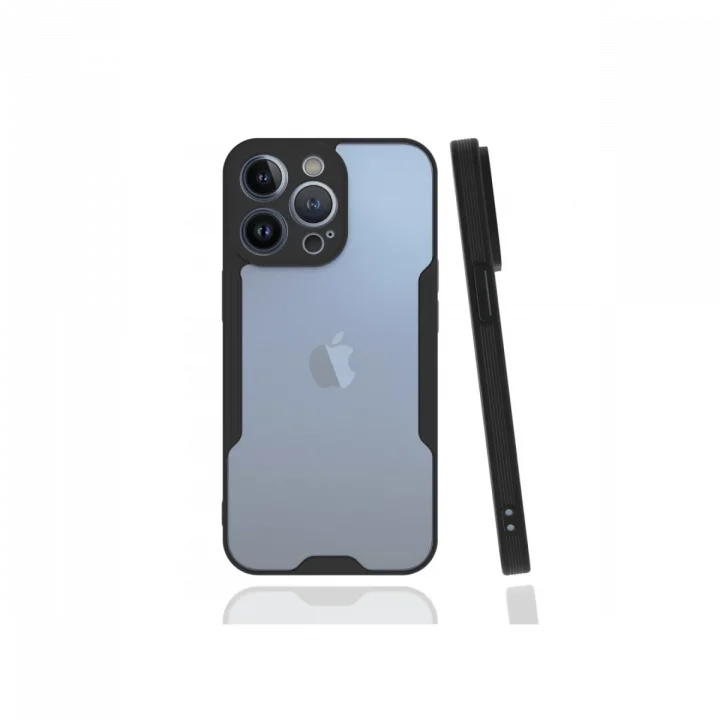 Mey İthalat®  iPhone 13 Pro Kılıf Platin Silikon - Siyah