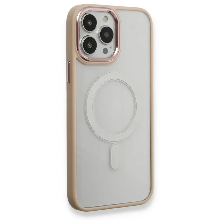 Mey İthalat®  iPhone 13 Pro Kılıf Room Magneticsafe Silikon - Pudra