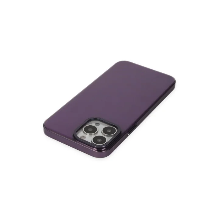 Mey İthalat®   iPhone 13 Pro Max Kılıf Anka PC Sert Metal Kapak - Mor