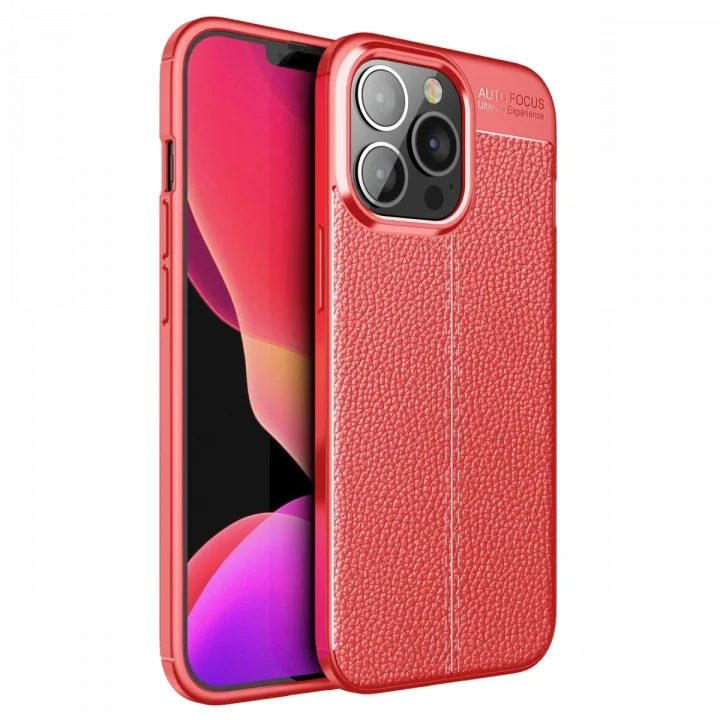 Mey İthalat®   iPhone 13 Pro Max Kılıf Auto Focus Kapak - Kırmızı