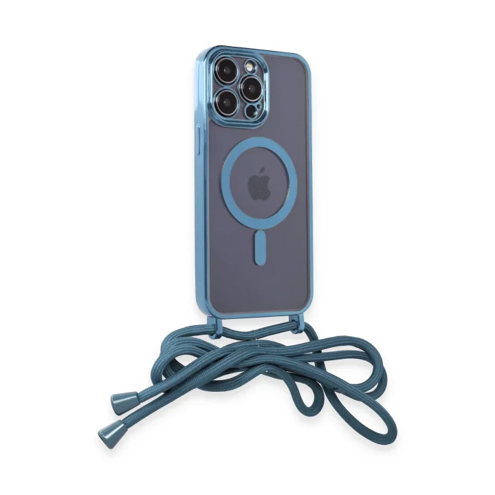 Mey İthalat®   iPhone 13 Pro Max Kılıf Divo Lazer Askılı Magsafe Kapak - Sierra Blue