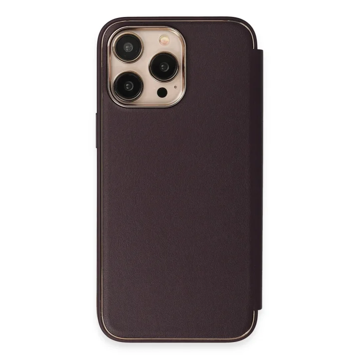 Mey İthalat®  iPhone 13 Pro Max Kılıf Dolpin Kapaklı - Derin Mor