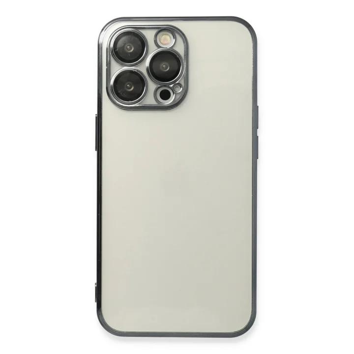 Mey İthalat®   iPhone 13 Pro Max Kılıf  Lensli Silikon - Siyah