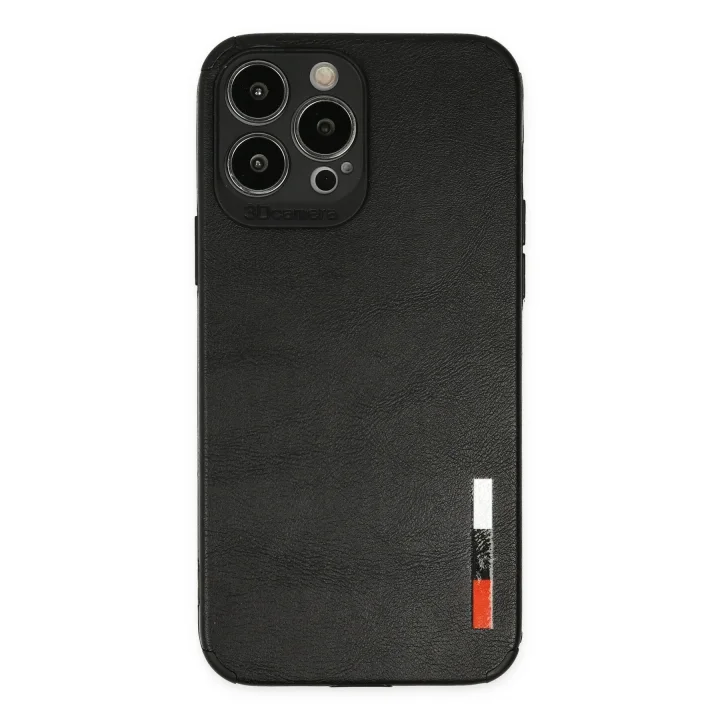 Mey İthalat®   iPhone 13 Pro Max Kılıf Loop Deri Silikon - Siyah