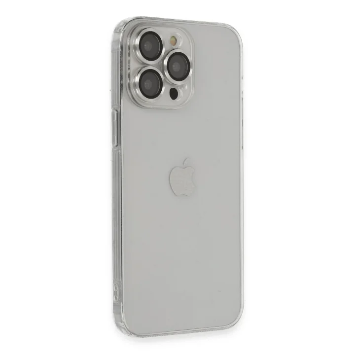 Mey İthalat®  iPhone 13 Pro Max Kılıf Luko Lens Silikon - Gümüş