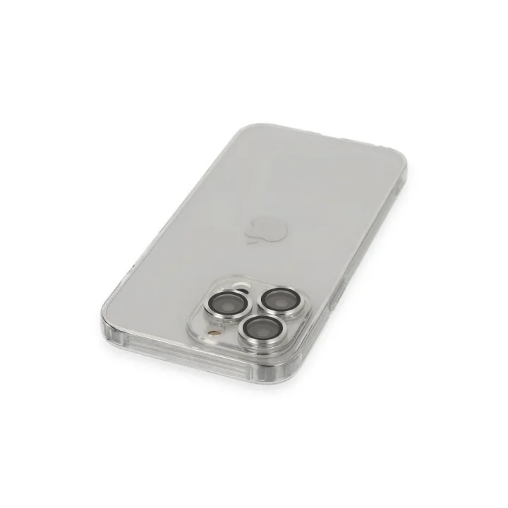 Mey İthalat®  iPhone 13 Pro Max Kılıf Luko Lens Silikon - Gümüş