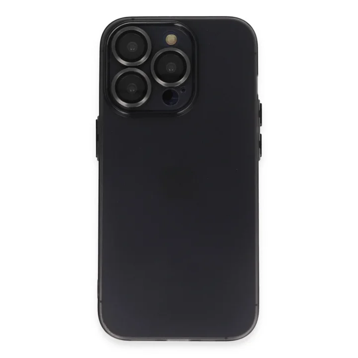 Mey İthalat®  iPhone 13 Pro Max Kılıf Luko Lens Silikon - Siyah