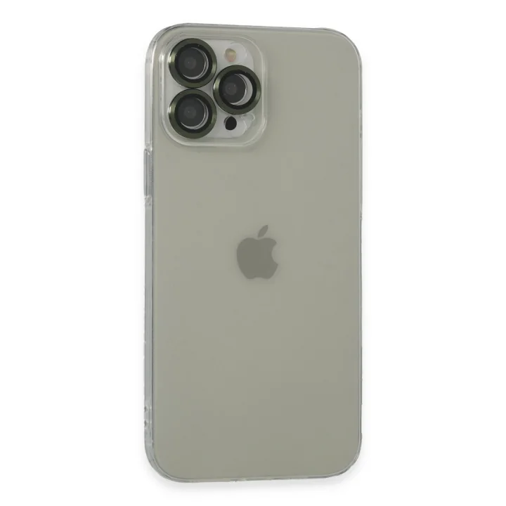 Mey İthalat®  iPhone 13 Pro Max Kılıf Luko Lens Silikon - Yeşil