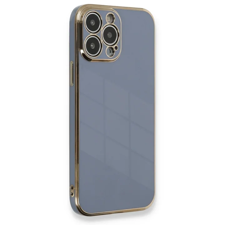 Mey İthalat®   iPhone 13 Pro Max Kılıf Volet Silikon - Mavi