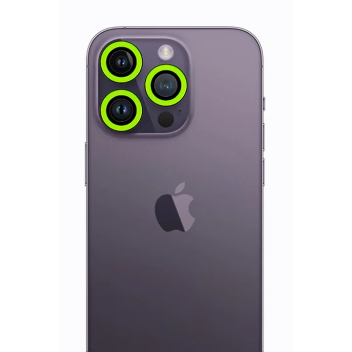 Mey İthalat®  iPhone 13 Pro Max Neon Fosforlu Kamera Lens - Yeşil