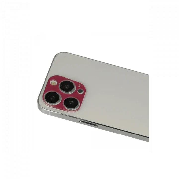 Mey İthalat®  iPhone 13 Pro Max Rainbow Kamera Lens Koruma Cam - Koyu Kırmızı