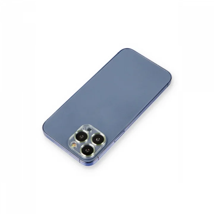Mey İthalat®  iPhone 13 Pro Metal Kamera Lens Koruma Cam - Açık Yeşil