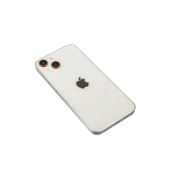 Mey İthalat®  iPhone 14 Diamond Kamera Lens - Kırmızı