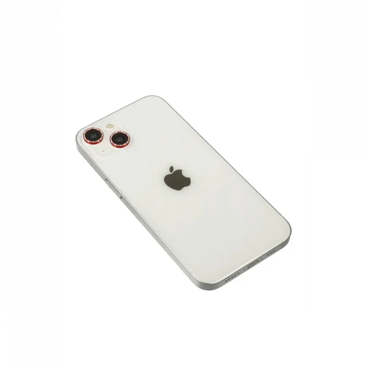 Mey İthalat®  iPhone 14 Diamond Kamera Lens - Kırmızı