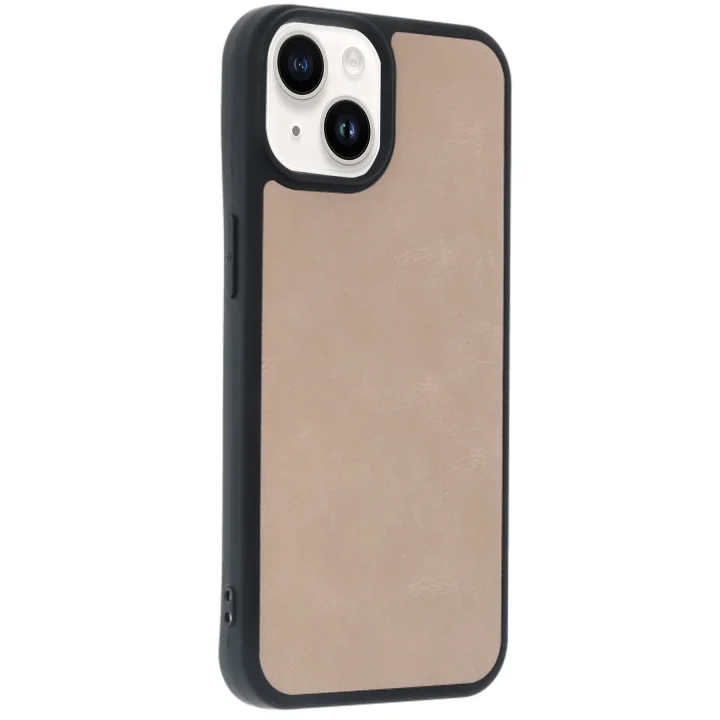 Mey İthalat®  iPhone 14 Kılıf Aras Deri Kapak - Pudra