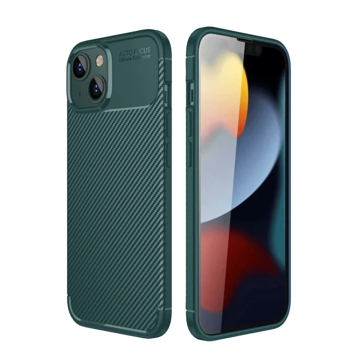 Mey İthalat®  iPhone 14 Kılıf Auto Focus Karbon Kapak - Koyu Yeşil