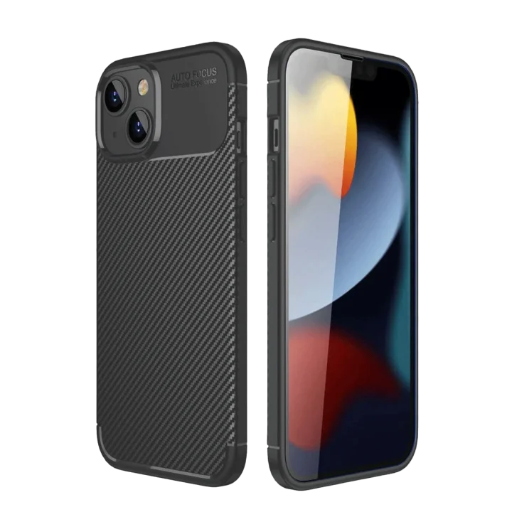 Mey İthalat®  iPhone 14 Kılıf Auto Focus Karbon Kapak - Siyah