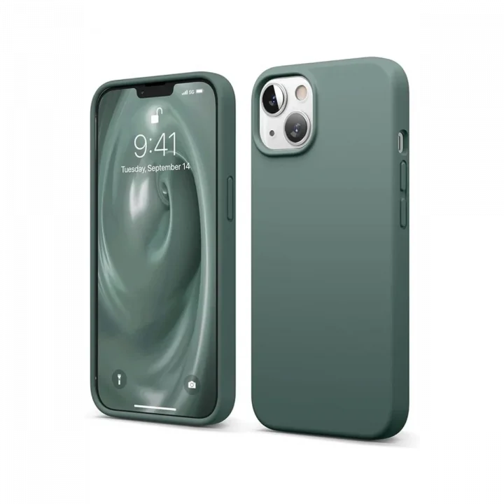 Mey İthalat®   iPhone 14 Kılıf First Silikon - Koyu Yeşil