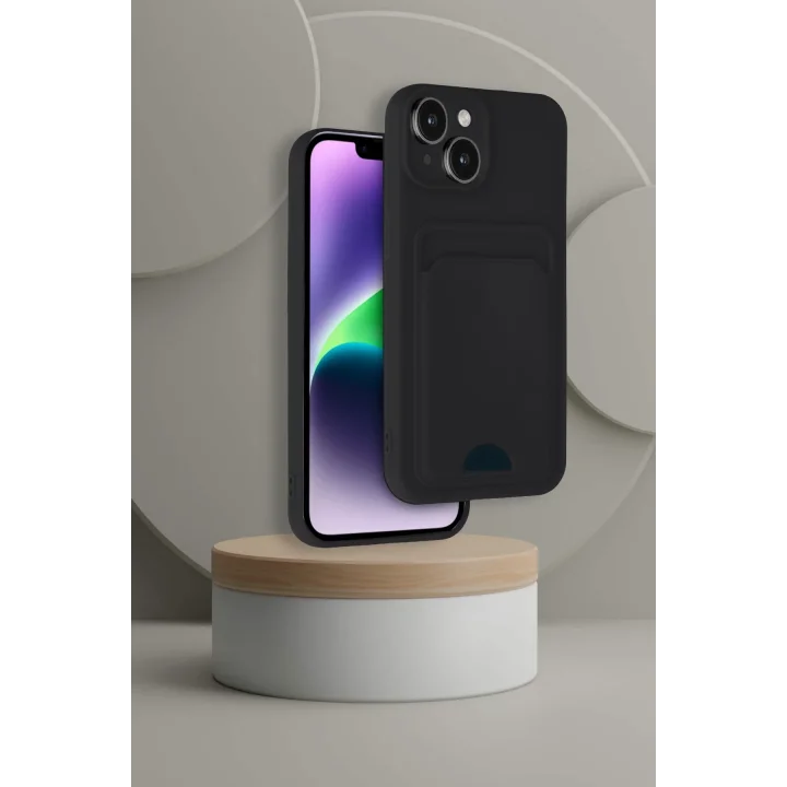 Mey İthalat®   iPhone 14 Kılıf Kelvin Kartvizitli Silikon - Kırmızı