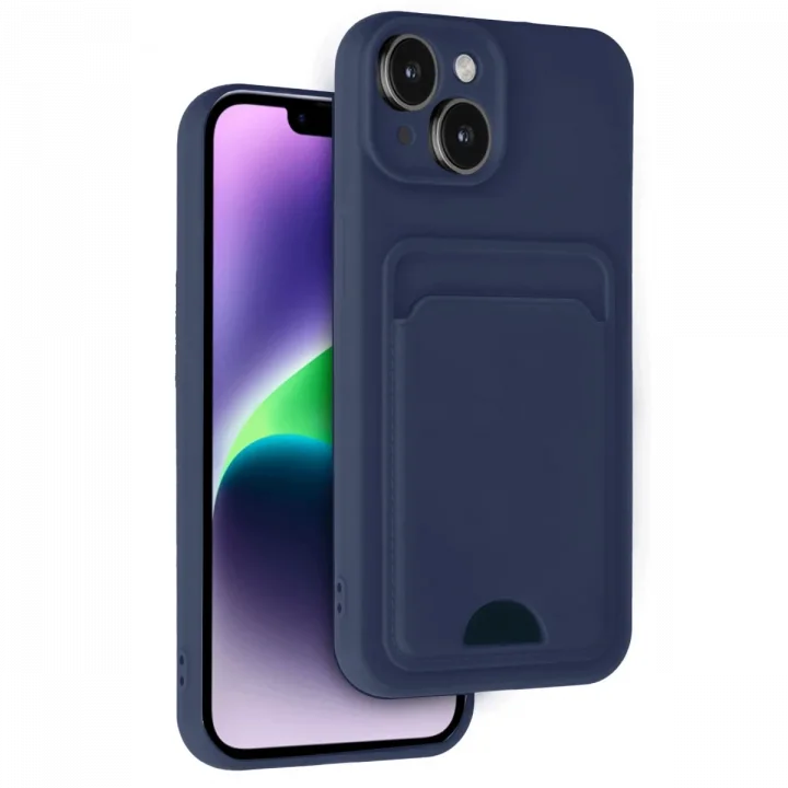 Mey İthalat®  iPhone 14 Kılıf Kelvin Kartvizitli Silikon - Lacivert