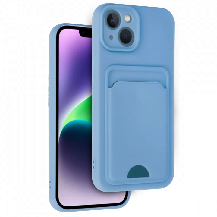 Mey İthalat®   iPhone 14 Kılıf Kelvin Kartvizitli Silikon - Mavi