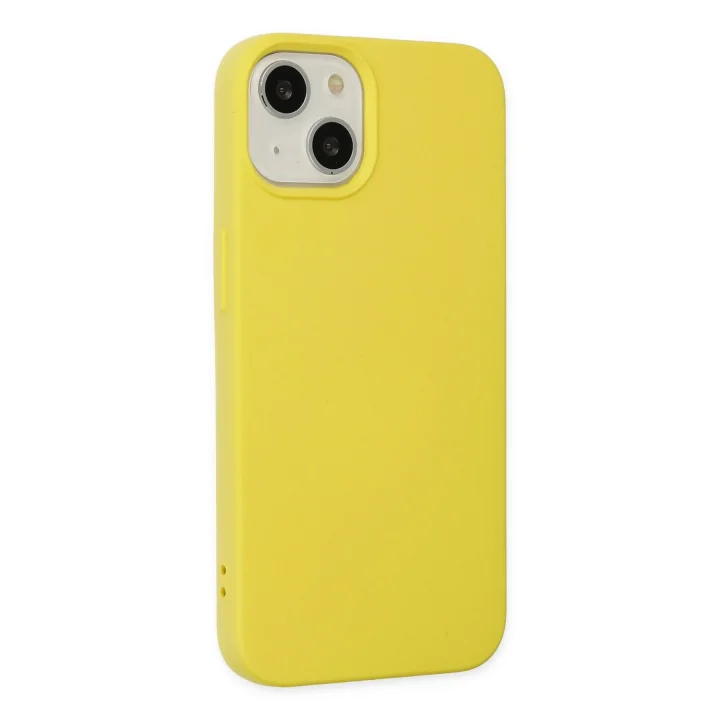 Mey İthalat®   iPhone 14 Kılıf Nano içi Kadife Silikon - Sarı
