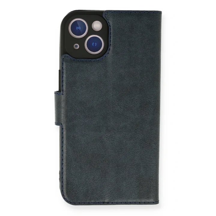 Mey İthalat®  iPhone 14 Kılıf Trend S Plus Kapaklı Kılıf - Lacivert